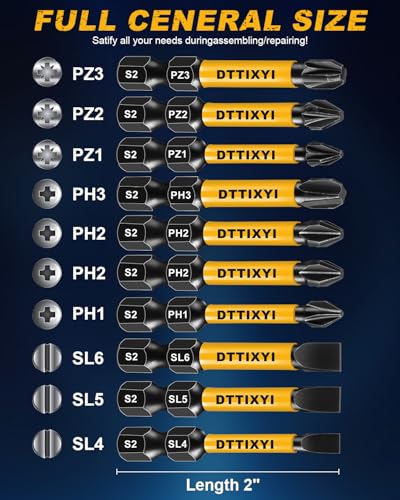 Magnetic Screwdriver Bit Set, 10 PCS, 2 in, 1/4 in Hex, PH/PZ/SL - style: 10 PCS, 2 in, PH/PZ/SL