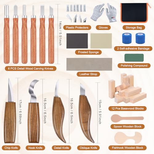 Ninonly 42pcs Wood Carving Tools Kit for Beginners