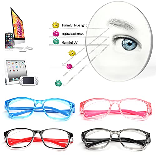 ALWAYSUV Kids 2 Pack Safety Glasses Anti Fog Goggles Blue Light Blocking Glasses Clear Lens Protective Eyewear 5-12 Ages - color: Black+red