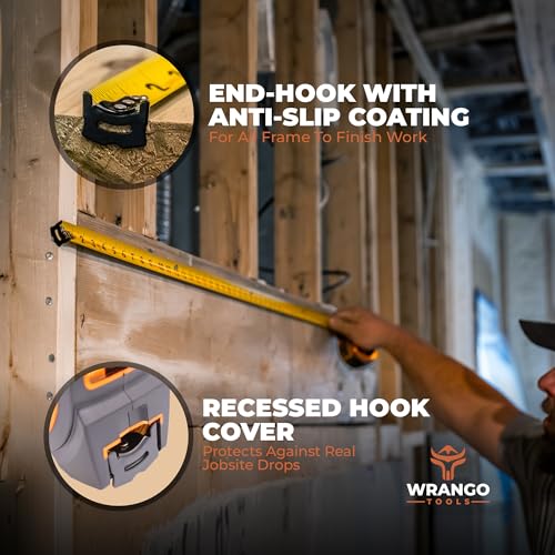 Tape Measure 16 FT - Measuring Tape Retractable - Oversized & Double-Sided Print - Blade Lock, Finger Brake - High Performance Nylon Coating, 10' Stand-Out - 13' Reach / 1-1/16" Blade - size: 16 FT, style: Single