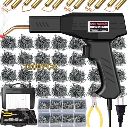 Plastic Welder Kit, 1200PCS Staples, Hot Stapler for Bumper Repair - color: Black