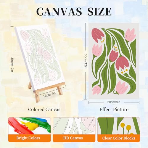 Okarina 4 Pack Paint by Numbers Kit for Adults with Frame, Easy Flower - color: OP4FUS2506-03