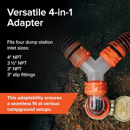 Camco RhinoFlex Clear RV Sewer Hose Elbow w/4-in-1 Adapter -Made in the USA - size: One Size