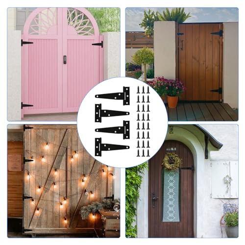 T Strap Hinges Heavy Duty, Shed Door Gate Hinges(Black) (4, 4 Pcs *4 inch) - size: 4 Pcs *4 inch