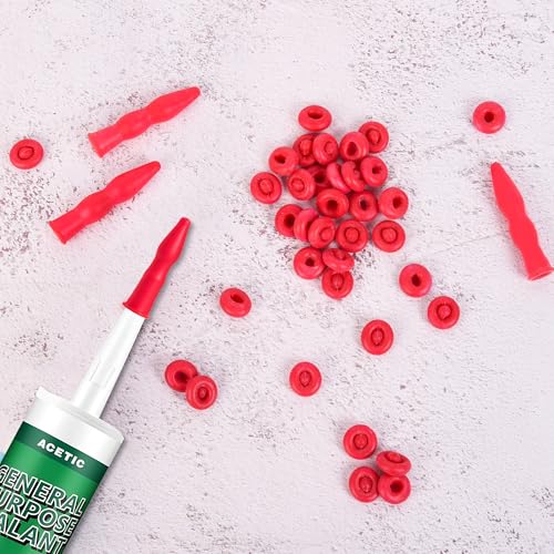 40PCS Caulk Tube Latex Sealing Caps, Caulking Gun Tip Caps - Universal Fit Caulk Tube Latex Sealing Caps for Sealing and Preserving Open Caulking Tube, Tight & Leak-proof Sealing