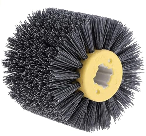 SIGNI Abrasive Nylon Drawing Wheel Drum Burnishing Polishing Brush for Wood Furniture Floor Polishing 120X100mm 240 Grit 1pack - size: 240 Grit, Black