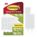 Command 15 lb & 10 lb Large and Medium 28 Pairs Picture Hanging Strips (56 Strips), Damage-Free Hangers for Picture Frames, No Tools Required, Great for Home Room Wall Decor, White Adhesive - size: 1 Pack