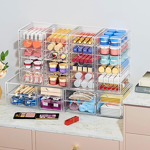 caktraie Acrylic 2-Pack 7-Drawer Makeup & Storage Organizer for Bath,Desk - size: 7 Drawers