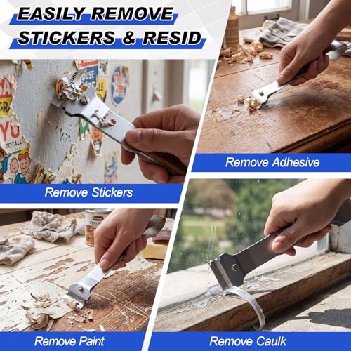 12 Pcs 8" 3-Way Safety Razor Blade Scraper Tool for Removing Adhesive Stickers Varnish Paint Glue Resin Dry Glaze Stains Putty Scratch