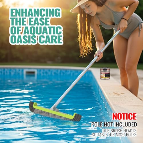 18" Pool Brush Head - Scrub Brush, Curved Ends, Fits Φ1.25” Poles - color: Dark Gray & Gray