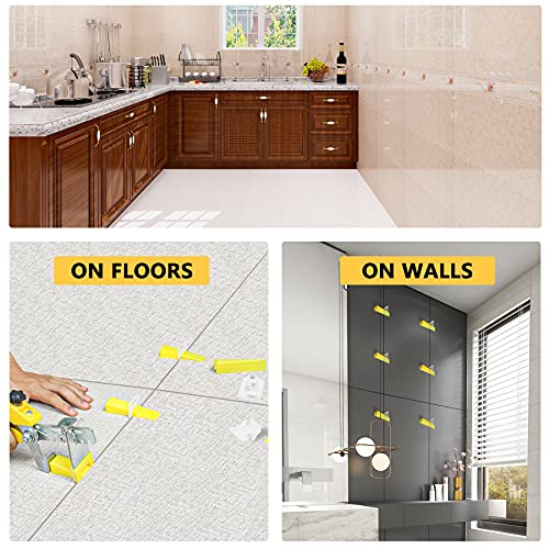 Mr.Ton 1/8 Inch Tile Leveling System with Tile Plier - 300Pcs Tile Spacers Clips, 100-piece Reusable Wedges - Tile Installation Kit
