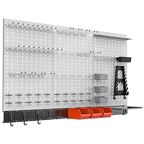 TORACK 109 PCS Pegboard Wall Organizer 48x24 in, Garage Metal Pegboard - color: Grey
