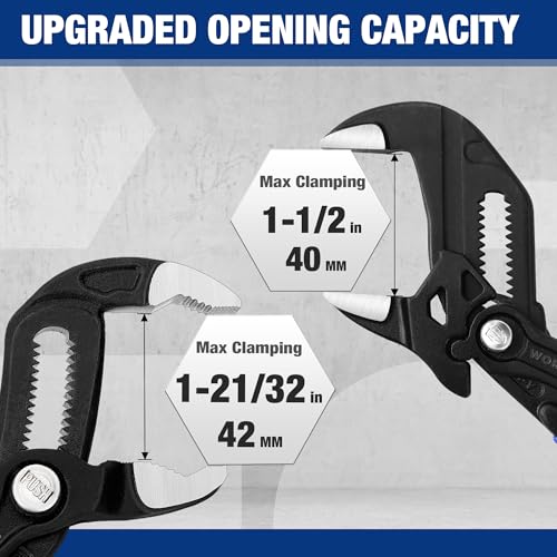 WORKPRO 2 PCS 7-Inch Pliers Wrench & Groove Joint Pliers Set, Quick Adjust - size: 7 inch & 7 inch