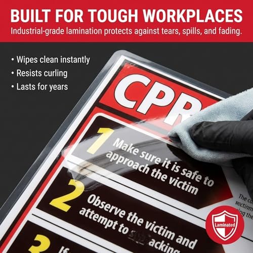 ComplyRight Lifesaving Poster Set Including Fire Extinguishers, 18" x 24", Bloodborne Pathogens, CPR, & Choking, Safety Signs for Workplace - color: Lifesaving Poster Set