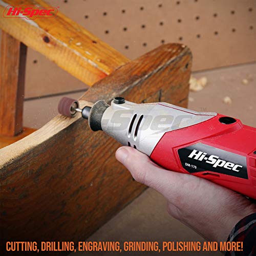 Hi-Spec Rotary Tool Kit 170W 1.4A with Dremel Compatible Bit Accessories - color: Silver