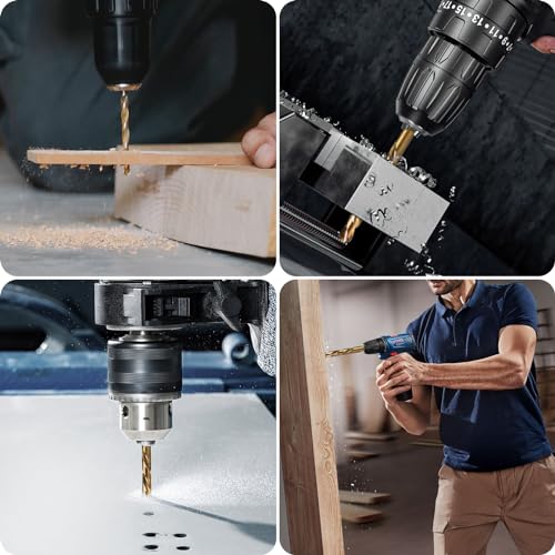 Luckyway 1/16"-3/8" (21Pcs) M35 Cobalt Drill Bits, Jobber Length Twist Drill Bit Set for Hard Metal, Stainless Steel, Cast Iron, Wood and Plastic, with Storage Case - style: 21 PACK SET