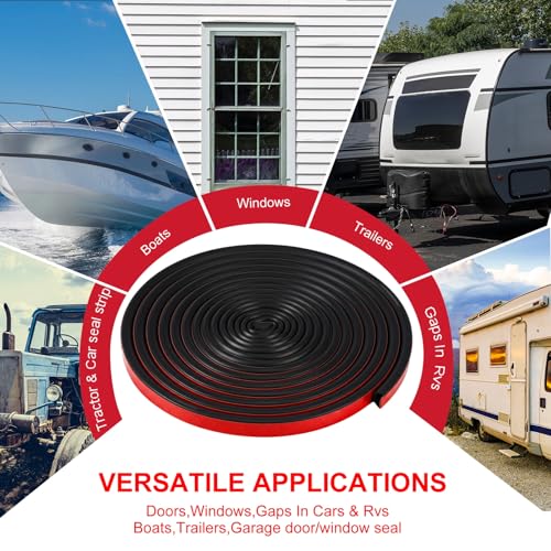Pangda 13ft Foam Rubber D Shape Seal Strip 1" W x 0.5" H Self Adhesive EPDM Rubber Weather Stripping RV Slide Out Seal Heavy Duty Automotive Weather Stripping for Car Truck RV Boat Home - size: 13ft, style: 1" W X 0.5" H