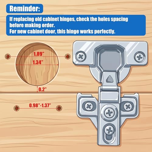 20 Pack Soft Close Cabinet Door Hinges for 1/2 Inch Overlay Cupboard, 105 Degree Opening Angel, Stainless Concealed Kitchen Cabinet Hinges with Mounting Screws, Manual and Door Bumpers - size: 1/2 inch Overlay