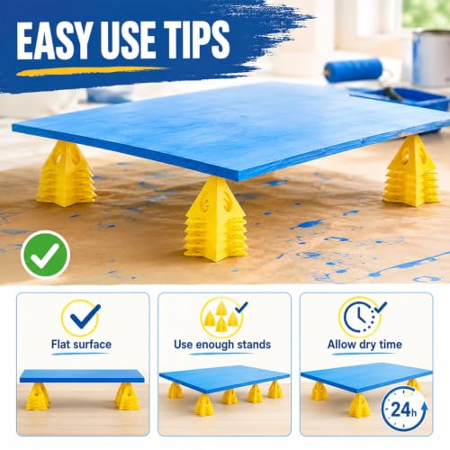KATA 36PCS Painter's Pyramids, Paint Stands for Cabinet Doors & Woodworking - color: 36PC Painter's Pyramids Yellow