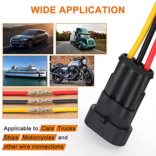 NAOEVO 3 Pin Connector Waterproof, 16 AWG 3 Wire Connectors, 6 Kits (Pack of 2) - size: 3 Pin (Pack of 2)