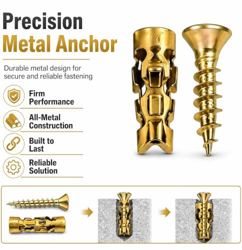6×14mm Short Expansion Screw Set for Cabinet Hinge Repair & Stripped Thread Restoration Door Hinge, Fits 6mm Drill Holes in Tile Stone Wood 30Set