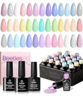 Beetles Gel Nail Polish Set with Base Glossy Matte Top Coat Macaron Gel | 20 Colors Pastel Pink Purple Blue Yellow Glitter Shades with Soak-Off UV LED Formula for DIY Nail Art - color: Pastel Paradise