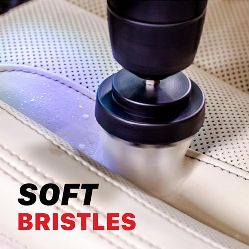 Maxshine Universal M8 Light-Duty Soft Leather & Fabric Brush Drill Attachment – White Scrub Brush Kit for Fabric, Leather, Upholstery, Convertable Top & Seats – Removes Grime, Stains, Dirt & Buildup - size: Soft Leather Set