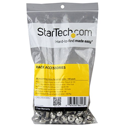 StarTech 100-Pack M6 12mm Mounting Screws, Nickel-Plated, 19in & 10in, TAA - color: Silver, size: 100-pack, style: Screw only
