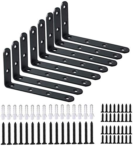WINKER Corner Brace 12Pcs Shelf Bracket Heavy Duty Black Steel L Corner Brace, Decorative Joint Angle Bracket for Shelf 5 InchX3 Inch Shelves Wall Hanging Bracket with Screws5 InchX3 Inch(12PCS)) - color: Black-12pack, size: 5"Lx3"Wx0.78"W