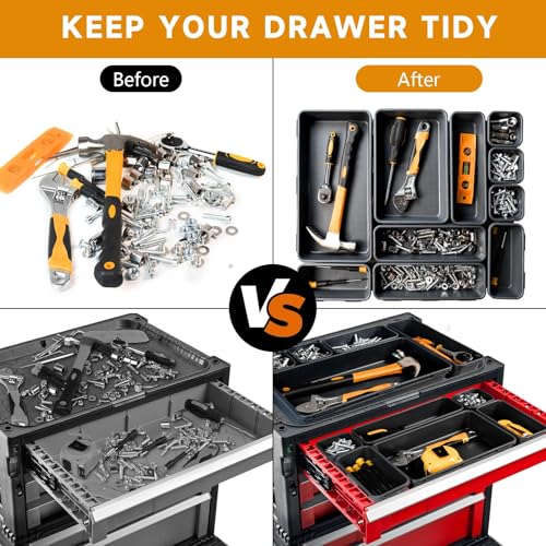 Tool Box Organizer Tray, 60 PCS & 5 Sizes, Black - color: Black: 60 PCS