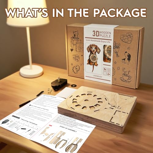 3D Wooden Puzzles for Adults-Dachshund Clock Puzzle-Adult Crafts - color: Dachshund Clock