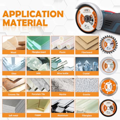 BGTEC Circular Saw Blade - 4PCS 3" Cutting Dics Arbor 3/8" for Wood Plastic Glass Tile Metal Steel - style: TCT+Glass+Tile+Metal