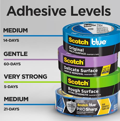 ScotchBlue Original Multi-Surface Painters Tape, 1 Inch Wide (0.94 in. x 60 Yds), 1 Roll, Blue Paint Tape Protects Surfaces and Removes Easily, Masking Tapes for Indoor and Outdoor Use (2090-24NC) - size: 0.94" Width, style: 1 roll