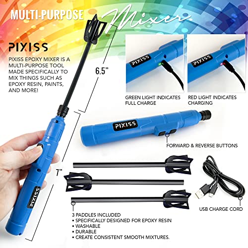 Epoxy Mixer Resin Mixer - Rechargeable Battery Electric Handheld Mixer for Resin Accessories, Epoxy Stirrer for Resin, Silicone Resin Molds Mixing, Epoxy Molds, DIY Crafts Tumblers, 3 Included Paddles
