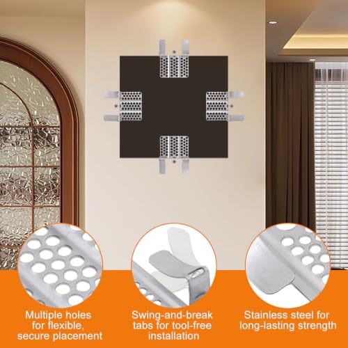12 Pack Drywall Repair Clips, Fits 1/2" and 5/8" Panels, Stainless Steel Drywall Patch Kits for Walls Repairing, Dry Wall Fastener Clips with 24 Screws