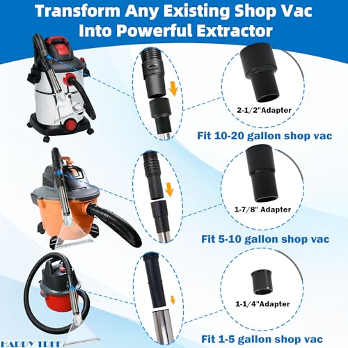 Happy Tree Universal Fit All Shop Vacs with 2-1/2" and 1-7/8" and 1-1/4" Adapters, Large 7-1/2" Extraction Accessory for Upholstery & Carpet Cleaning and Auto Detailing, Shop Vac Extractor Attachment - size: Large