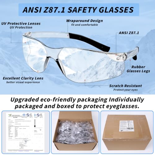 110 PCS Safety Glasses for Men Women ANSI Z87.1 Protective Eyewear - color: Clear