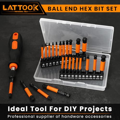 Metric & SAE Ball End Hex Bit Set with Quick Change Bit Driver - style: 24PCS 2.5IN Ball Hex Bits+Bit Driver