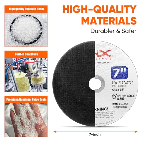 THX 7 Inch Cut Off Wheel,Long-Lasting Thin Cutting Wheel,25 Pack - size: 7" x 0.0625" x 7/8"