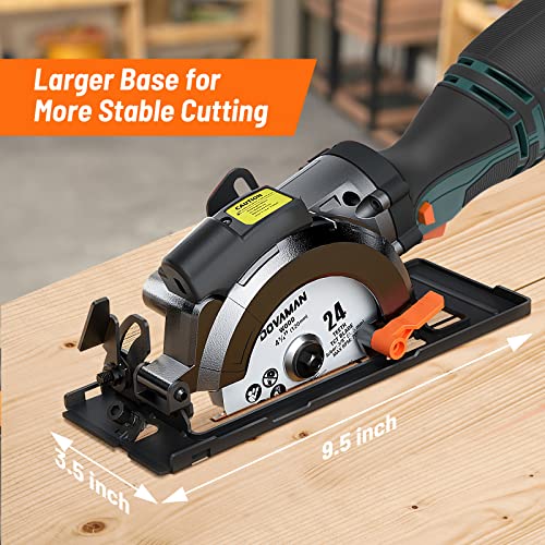 DOVAMAN Circular Saw w/Bag, 5.8A 4-1/2" mini Saw w/Laser & Auxiliary Handle - color: C-blue