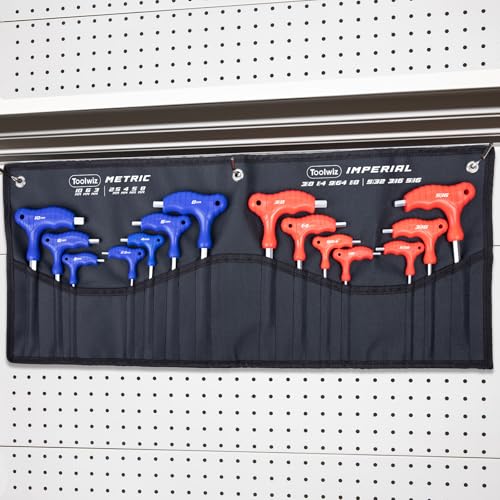 Toolwiz 14pcs T Handle Hex Key Set, SAE 1/8"-3/8" and Metric 2.5mm-10mm