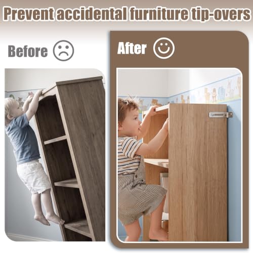 12 Pack Furniture Anchors for Baby Proofing, Furniture Wall Straps - color: Silver Furniture Anchors - 12 Pack