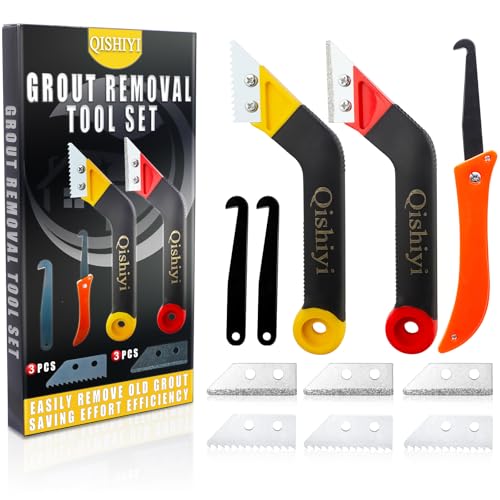 11 PCS Grout Removal Tool Set,Include 2 Tile Grouts Saws 6 Pieces Blades Replacement Bonus,Hand Grout Saw,2 Grouts Cleaning Blades,Ideal for Tile Gap Cleaning and Repair