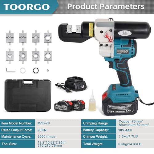Electric Hydraulic Crimping Tool, 6Ton Battery Crimper Kit - size: MZS-70-3X