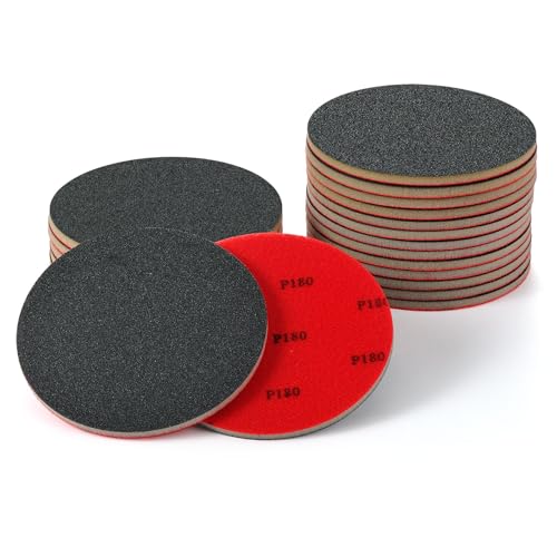 MAXMAN Foam Sanding Pads12pcs, 6" Sanding Sponge Set, 180Grit for Auto | Bowling Sanding Pads, Reusable Wet Dry Sandpaper Block, for Random Orbital Sander, Wood, Metal, Drywall & Curved Surfaces - size: 6 inch, style: 180 Grit