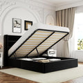 Allewie Queen Size Lift Up Hydraulic Storage Bed Frame Black - color: Black, size: Queen, style: Modern