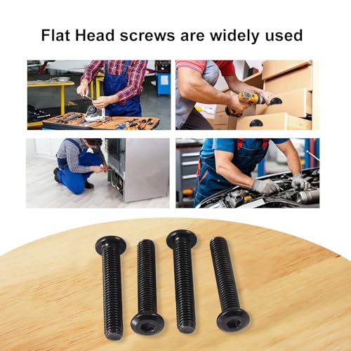 M8 x 50mm 15Pcs Flat Head Hex Socket Cap Screws, 304 Stainless Steel 18-8, Black Zinc Plated, Connection Furniture Bolts, Full Thread - size: M8 x 50mm(15PCS)