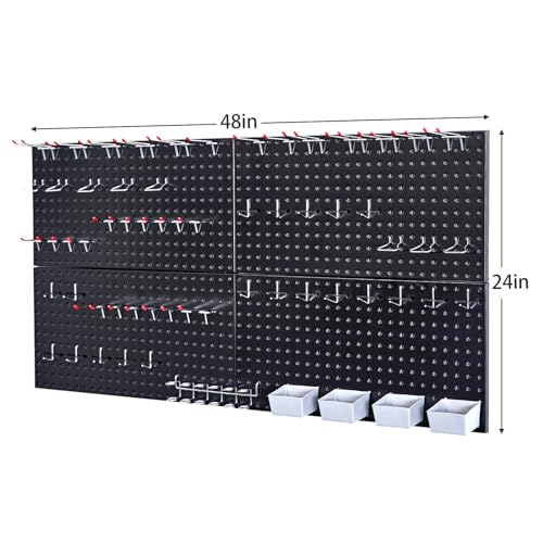 Pegboard Smith 48x24 inch Black Metal Pegboard Kit for Wall Organization with Hooks, Garage Storage Bins, and Utility Tool Board, Efficient Tool Organizer Peg Board - color: Black