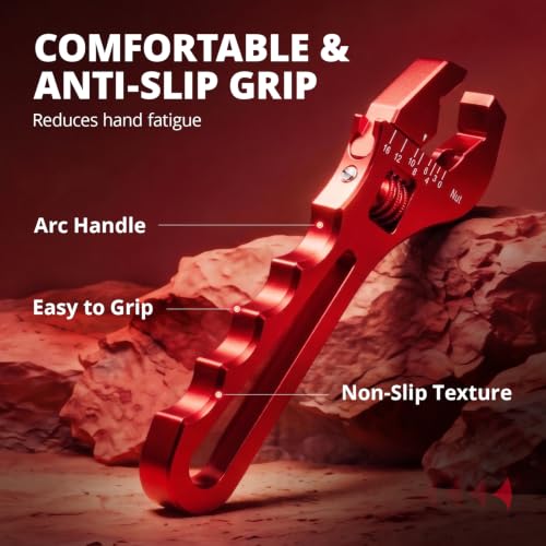 EVIL ENERGY AN Fittings Wrench 3AN-16AN with 4" Magnetic Vise Jaw Pad - color: Red