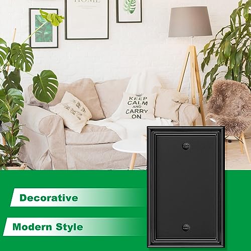 Black Modern Decorative Blank Wall Plate Light Switch Cover - size: 1 Gang Single Blank
